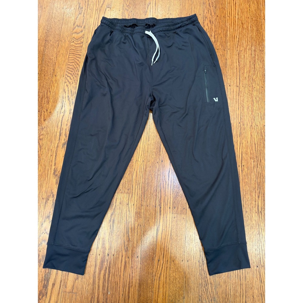 Vuori Mens Ponto Performance Joggers Black Athletic Tapered Sweatpants Size L